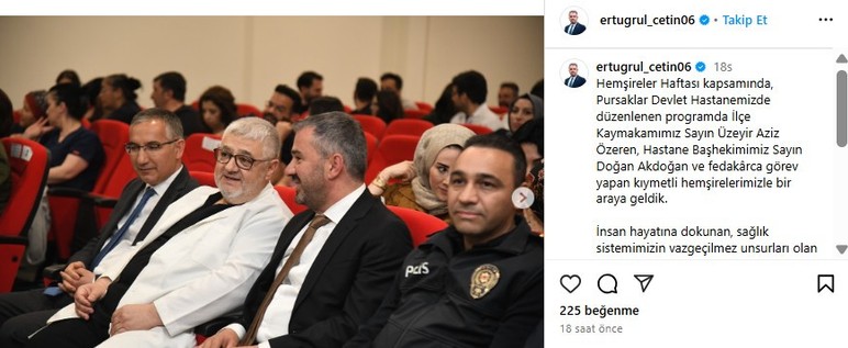 Başkan Çetin, Pursaklar Devlet Hastanesi'nde düzenlenen programa katıldı