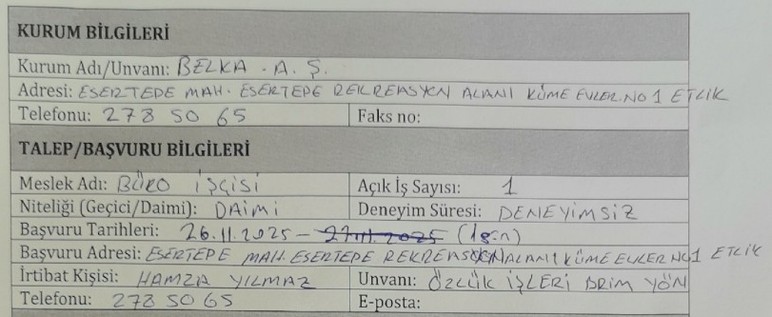 ABB BELKA engelli büro işçisi alımı yapacak