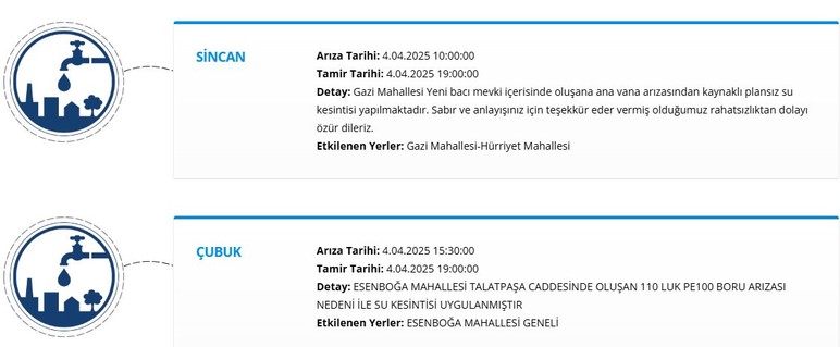 ASKİ duyurdu! Ankara'da saat 19:00'a kadar su kesintisi yapılacak