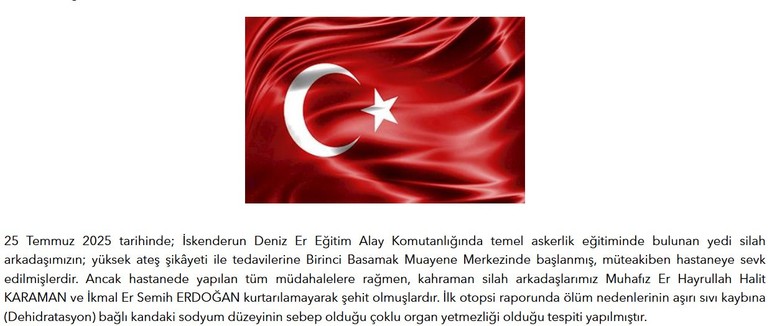 MSB, şehit düşen 2 askere ilişkin açıklama yaptı!