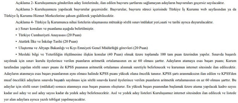 Kıyı Emniyeti Müdürlüğü daimi işçi alımı yapacak