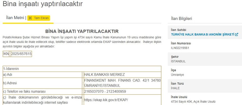 Halkbank'tan Ankara'ya yeni hizmet binası