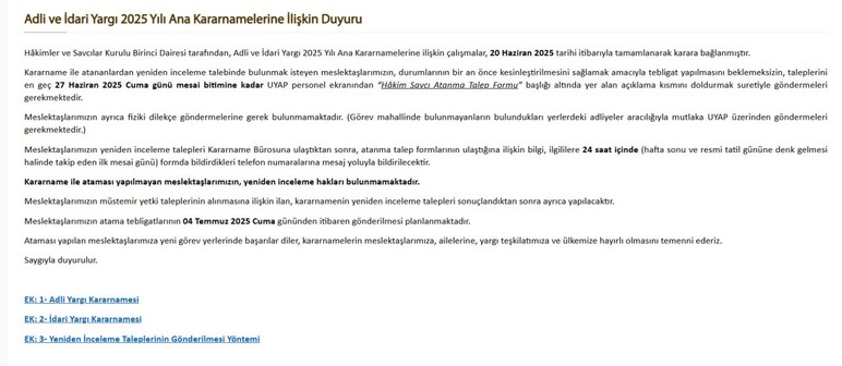 Adalet Bakanı duyurdu: Hâkimler ve Savcılar Kurulu 2025 Yılı Ana Kararnamesi açıklandı - Resim : 2