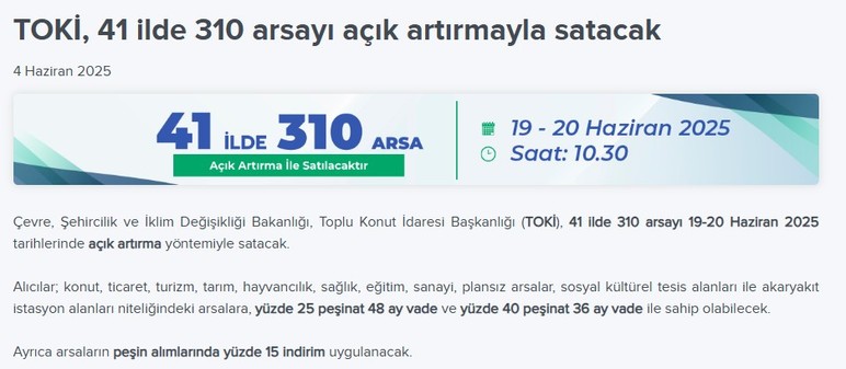 TOKİ'den Ankara'da arsa satışı! Altındağ, Etimesgut, Gölpazarı, Sincan listede