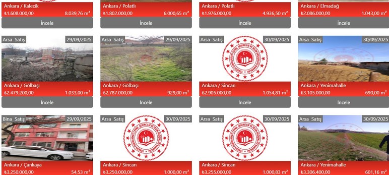 Çankaya, Gölbaşı, Altındağ, Yenimahalle, Sincan! Milli Emlak Ankara'da 41 bin TL'den başlayan fiyatlarla arsa satıyor - Resim : 3