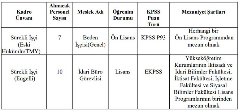 Üniversitelere engelli, eski hükümlü ve sözleşmeli personel alımı yapılacak
