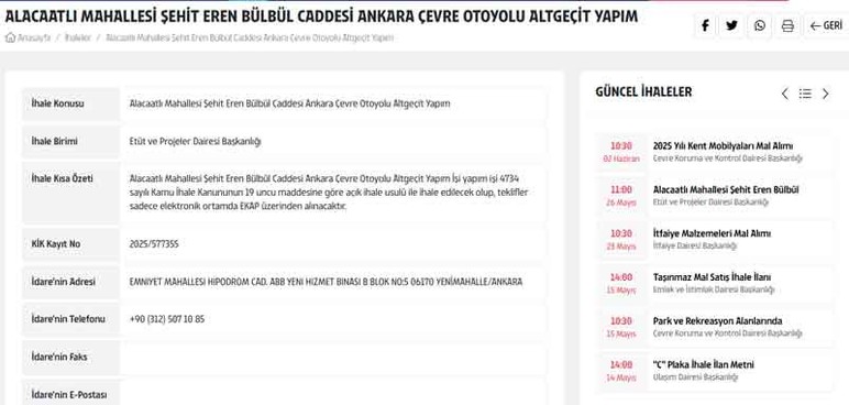ABB'den yeni ulaşım projesi: Ankara Çevre Otoyolu'na alt geçit yapılacak!