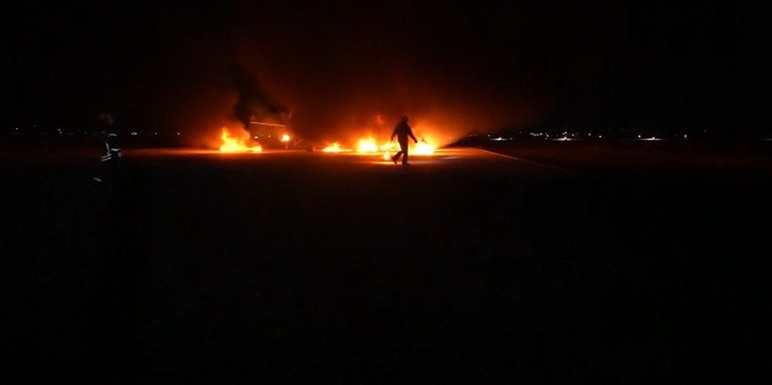 Esenboğa Havalimanı'nda gönüllü öğrencilerle uçak kazası tatbikatı düzenlendi