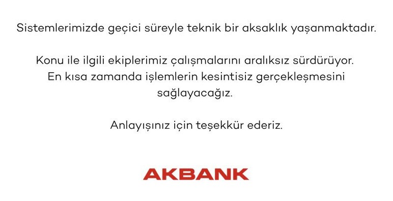 Akbank mobil uygulaması çöktü mü, niye açılmıyor? 16 Nisan Akbank giriş sorunu