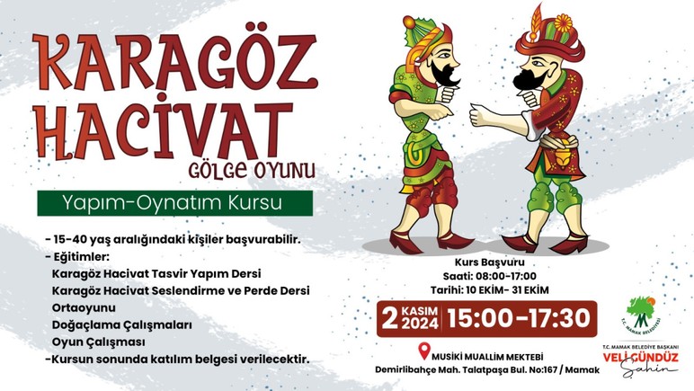 Mamak Belediyesi Hacivat Karagöz Gölge Oyunu Kursu verecek