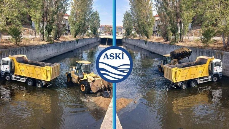 ASKİ Ankara Çayında yüzlerce ton kiri temizledi