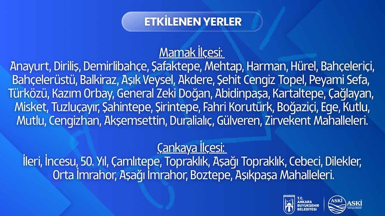 ASKİ'den Mamak ve Çankaya için plansız su kesintisi duyurusu - Resim : 2
