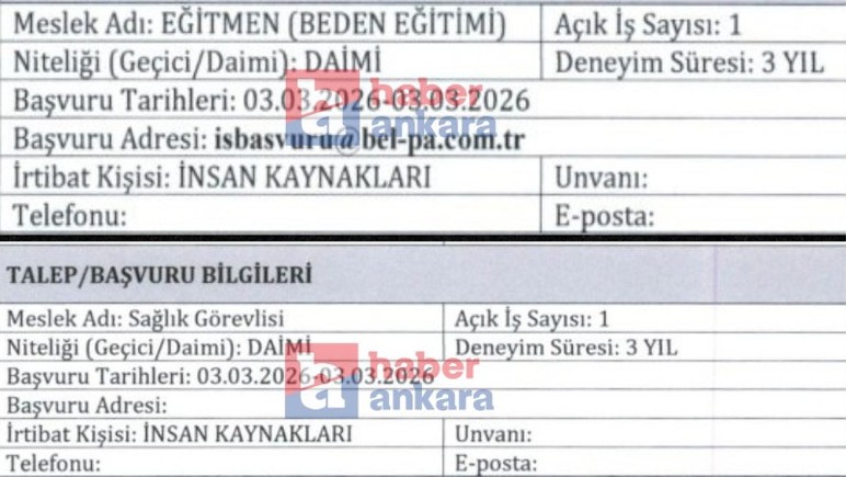 Sincan'da kamu kurumuna eğitmen, büro memuru, sağlık görevlisi ve aşçı alınıyor - Resim : 2