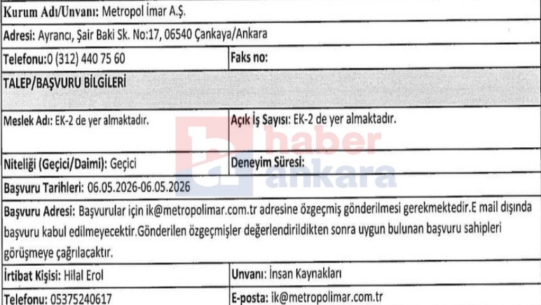 Çankaya'da kamu şirketine destek personeli ve yüzme antrenörü alınacak!