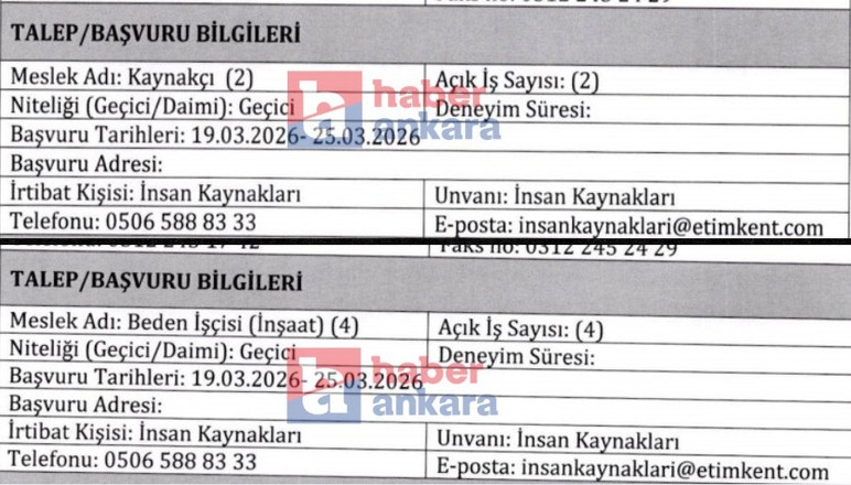 Etimesgut'ta geçici 180 personel alım başvurularında son saatler!