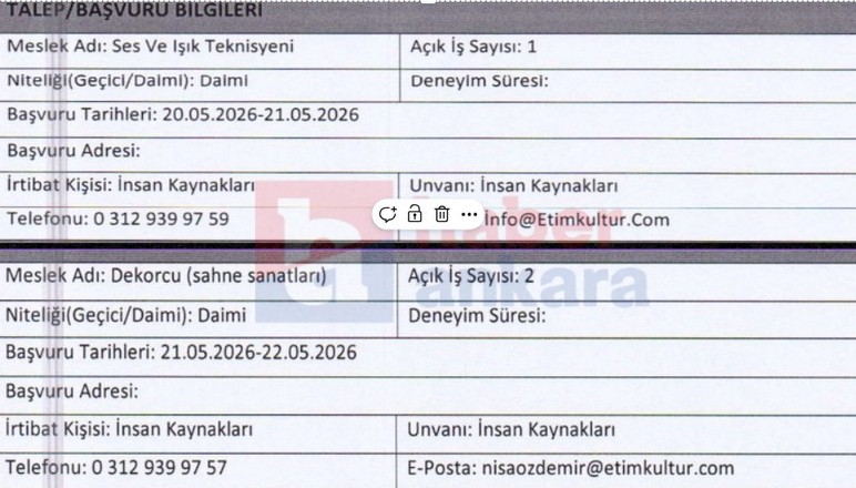 Etimesgut'ta kamu şirketine daimi işçi alınacak