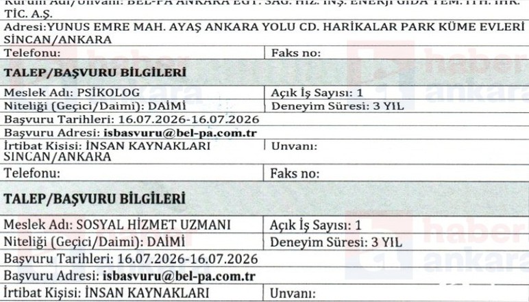 Başkentte sınavsız sosyal hizmet uzmanı ve psikolog alınacak