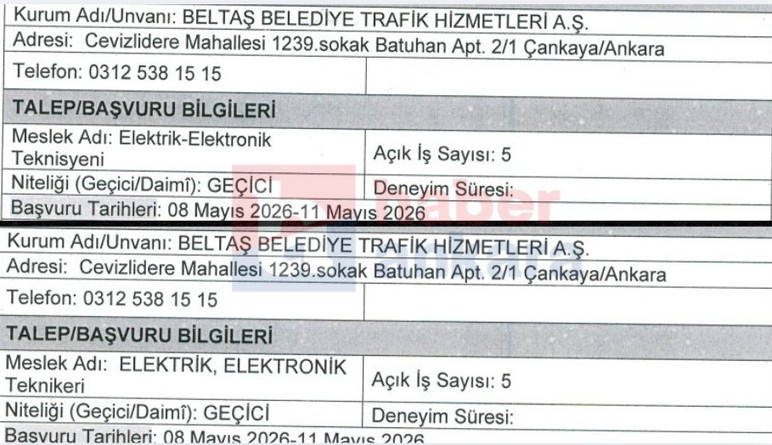 ABB BELTAŞ A.Ş. sınavsız 35 işçi alımı yapacak!