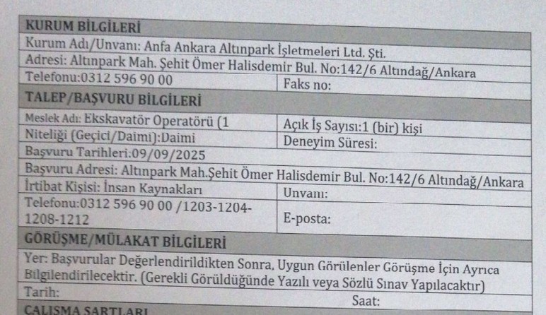 ABB Anfa Ankara lise mezunu personel alımı yapacağını açıkladı