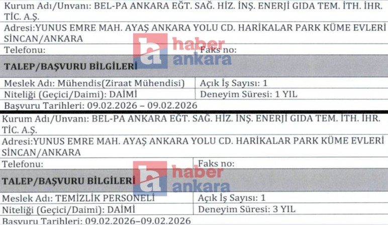 BEL-PA mühendis ve temizlik personeli alımı yapacak
