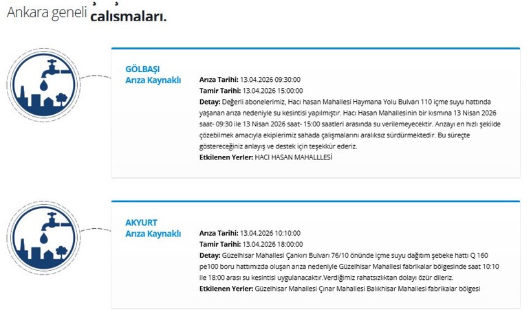 ASKİ'den arıza duyurusu: 4 ilçede 8 saate varan zorunlu su kesintisi