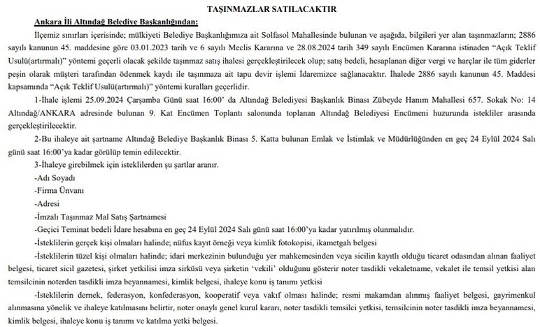 10 bin lirası olan başvursun! Altındağ Belediyesi arsa satıyor