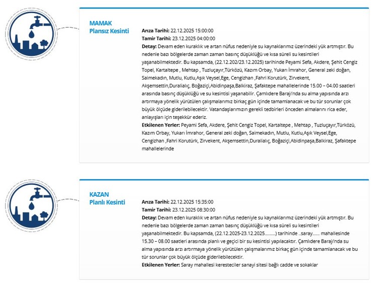 ASKİ duyurdu: Ankara'da kuraklık ve nüfus artışı nedeniyle bazı ilçelerde su kesintisi uygulanacak! - Resim : 3