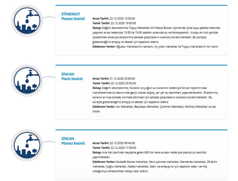 ASKİ duyurdu: Ankara'da kuraklık ve nüfus artışı nedeniyle bazı ilçelerde su kesintisi uygulanacak! - Resim : 2