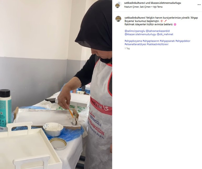 Kahramankazan Belediyesi Mahalle Kültür Evinde ahşap boyama kursu başladı