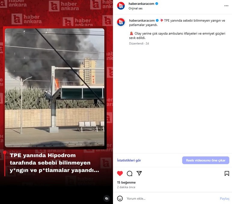 Türk Patent Enstitüsü yanında sebebi bilinmeyen patlama ve yangın!