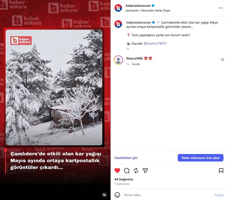 Çamlıdere yaylaları kar yağışı ile beyaza büründü!