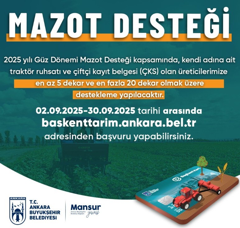 ABB'den başkentteki çiftçilere mazot desteği verilecek