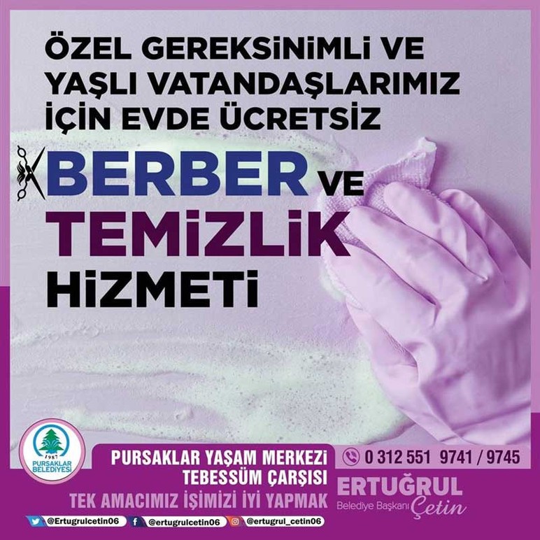 Pursaklar Belediyesi'nden evde ücretsiz berber ve temizlik hizmeti!
