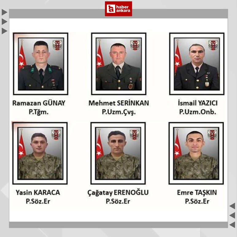 Irak'ın kuzeyindeki saldırıda şehit olan 6 askerimizin isimleri belli oldu!