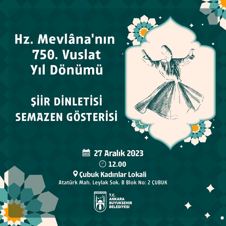 ABB Mevlana'nın vefat yıl dönümünde oratoryo ve semazen gösterisi düzenleyecek!