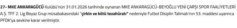 TFF, Gençlerbirliği ve Ankaragücü'nü PFDK'ya sevk etti - Resim : 2