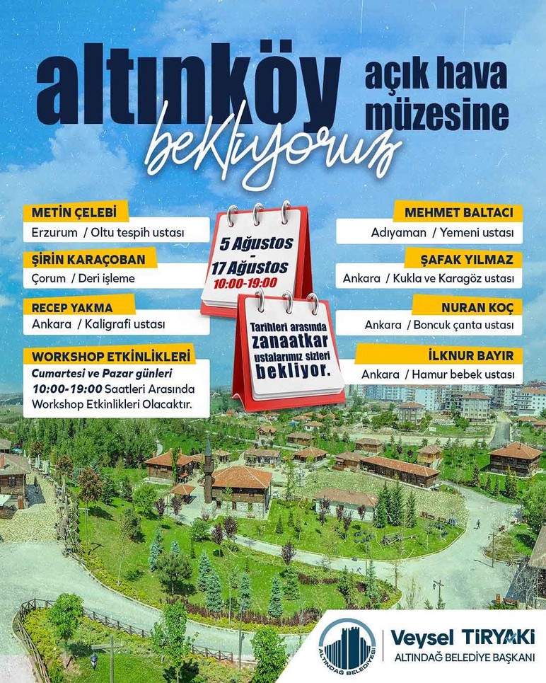 Altındağ Belediyesi zanaatkar ustalarını Altınköy'de ağırlayacak!