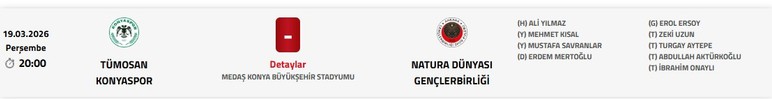 Natura Dünyası Gençlerbirliği'nin Konyaspor maçını yönetecek hakem açıklandı