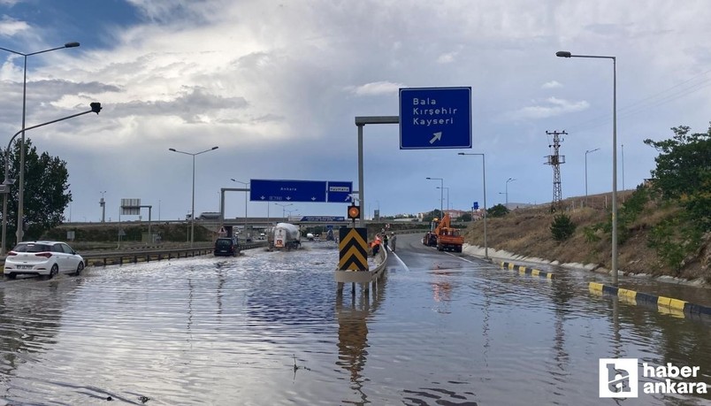 Ankara-Konya karayolunda kuvvetli yağışlar taşkın meydana getirdi!