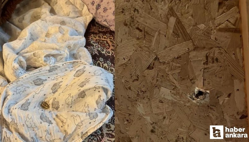 Kahramankazan'da uyuyan bebeğin yatağına yorgun mermi düştü!
