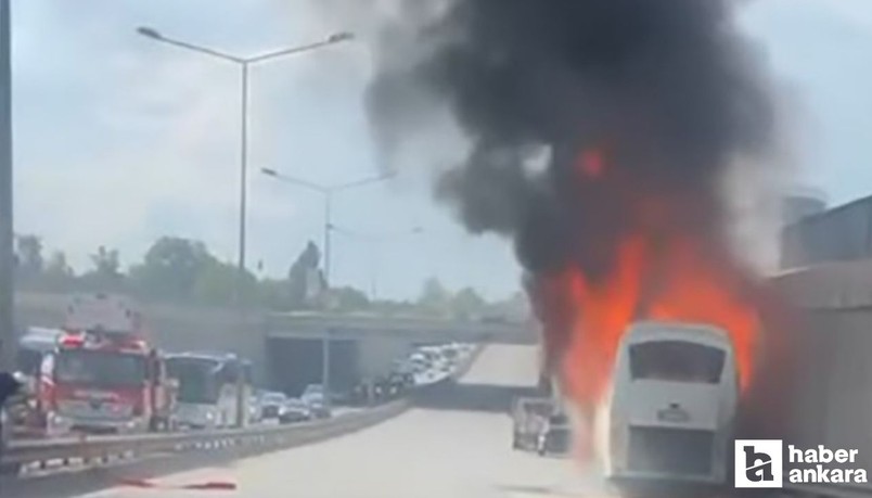 Eskişehir'de işçi servisinde yangın çıktı