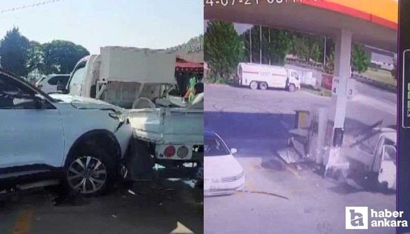 Eskişehir'de korkutan kaza! Cip akaryakıt istasyonuna daldı