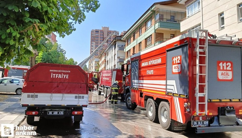 Ankara Çankaya'da evlerinde çıkan yangında mahsur kalan anne ile çocukları itfaiye ekiplerince kurtarıldı