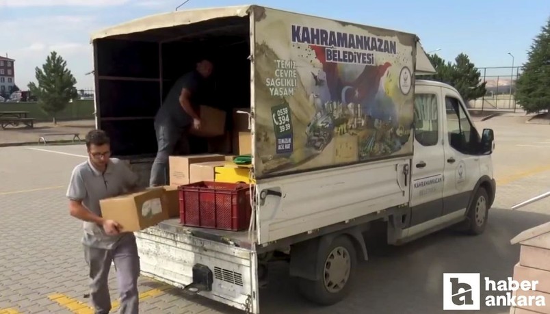Kahramankazan Belediyesi okullara temizlik malzemesi desteğinde bulunuyor