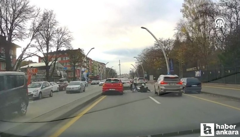 Yenimahalle’de bir araç seyir halindeki motosiklete çarptı