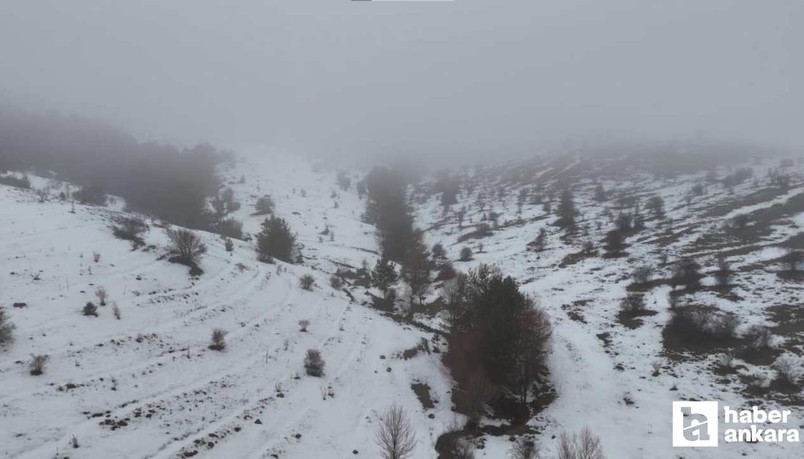 Kızılcahamam'da orman beyaz kar örtüsü ile kaplandı