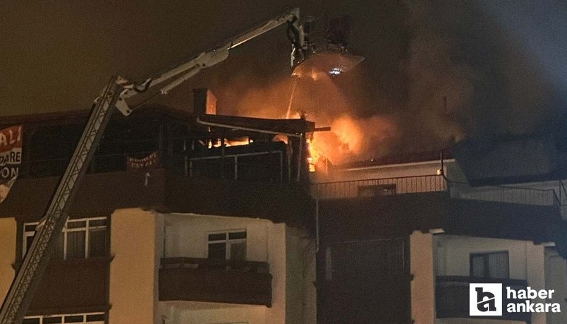 Ankara Kızılcahamam'da pansiyonun çatı katında yangın çıktı!