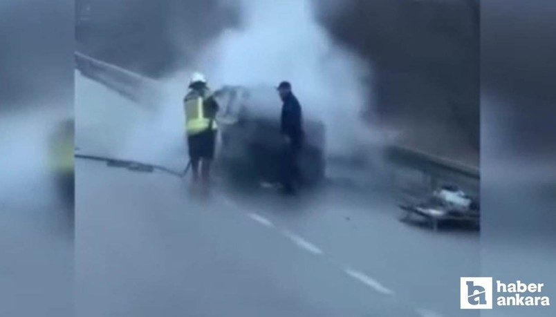 Ankara'da seyir halinde alev alan araçta yangın çıktı