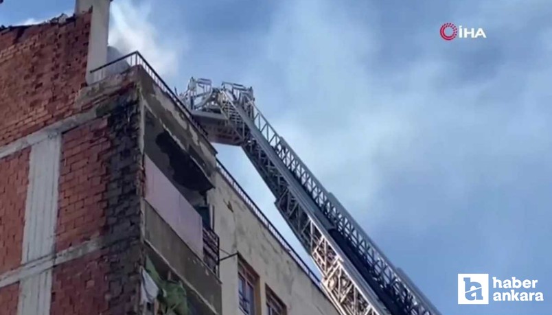 Kahramankazan'da korkutan yangın: 7 katlı binanın çatısı yandı