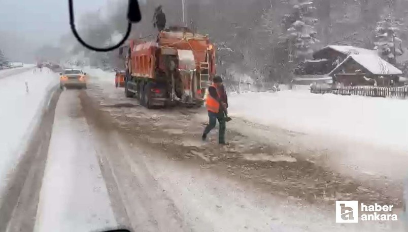Kastamonu-Çankırı-Ankara karayolunda araçlar yolda kaldı
